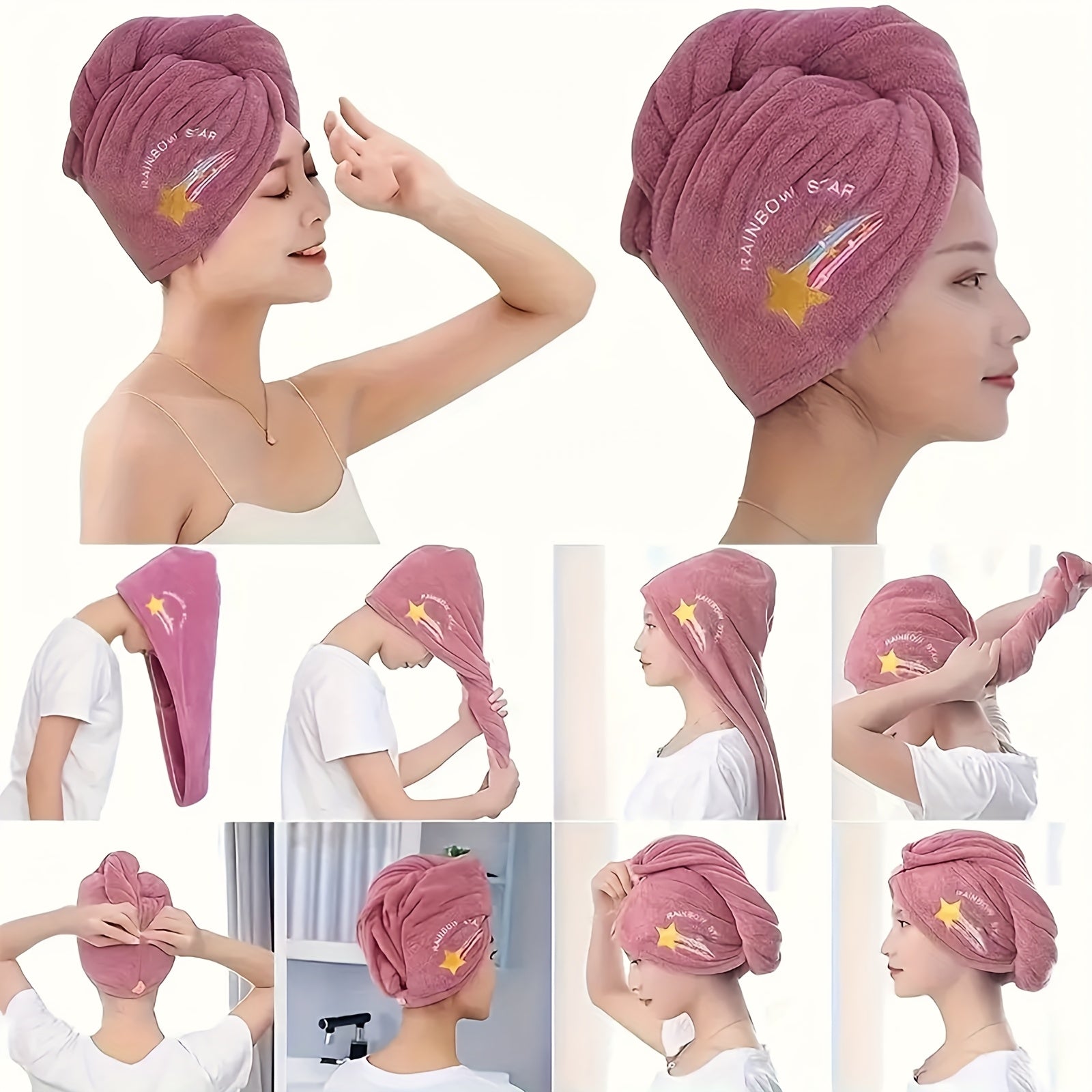 4pcs Rapid Drying Towel Hair Drying Towels, Microfiber Quick Dry Hair Towel Wrap Drying Hair Towel, Coral Fleece Ladies Hair Towel Set, Wet Hair Wrap Turbans Microfiber Hair Towel Soft Hair Drying Cap With Embroidery