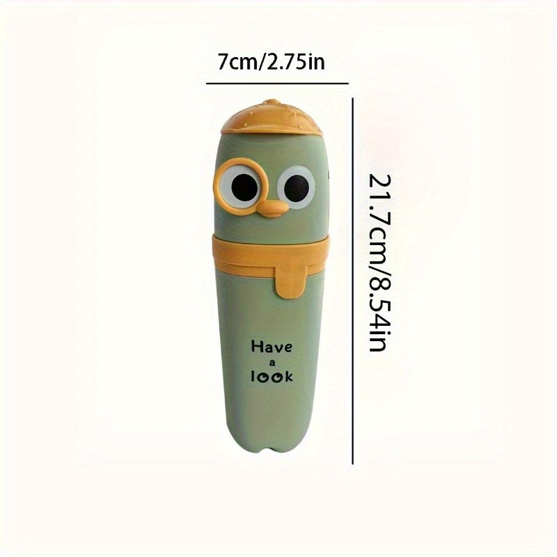 1-Pack Portable Toothbrush & Travel Essentials Organizer Case with Cute Owl Design - Durable Plastic Mint Green & Yellow Hygienic Storage Box for Toothpaste, Mouthwash Cup - Travel-Friendly Personal Care Accessory, Toothbrush Holder