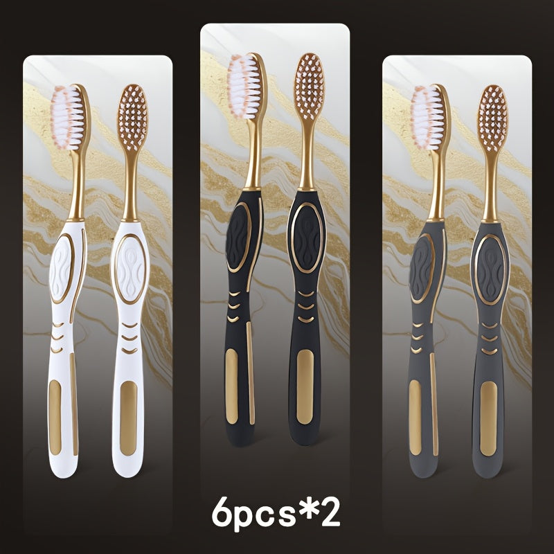 GLORYIN 6pcs Travel Set 6pcs Travel Set X 2 White Platinum Series Olive-shaped Anti-slip Handle Travel Essential Household, Adult, Couple, Soft Bristle Toothbrush.