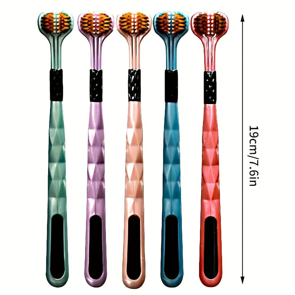 5pcs V-Shaped Three-Sided Manual Toothbrushes for Adults | Soft Nylon Bristles, Full Head Coverage, Unscented, Deep Cleaning for Gum Health, Formaldehyde-Free, Unisex