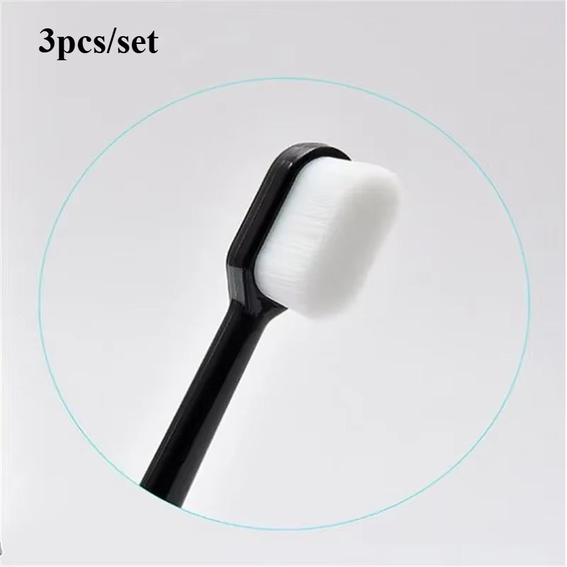3pcs (3pcs Set) Ultra-Fine Soft Toothbrush with Million Nano Bristles - Dental Plaque Remover, Gentle for Sensitive Gums, Travel & Oral Care, Deep Cleaning Adult Teeth Brush Set (Nano Bristle Technology)