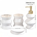 4pcs Modern Ceramic Bathroom Set with Drainable Soap Dispenser & Gargle Cups - Ceramic Bottles Suitable for Shower, Bathtub, Vanity - Elegant Bath Decor Gift Set