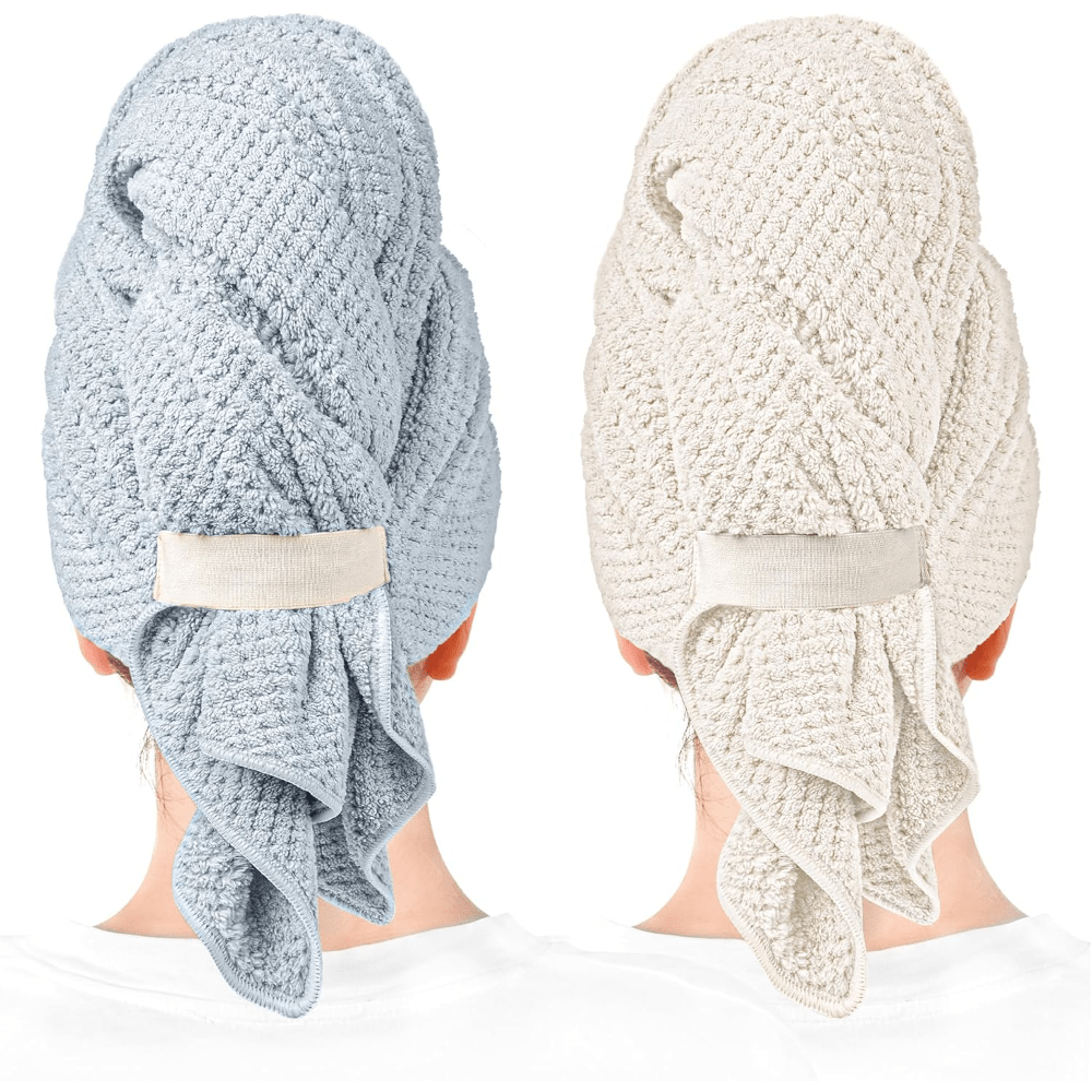 Large Microfiber Hair Towel Wrap for Women, Super Absorbent Quick Dry Anti-Frizz Turban, for Curly Long Short Wet Hair, 1\u002F2 Pack, 27.5\