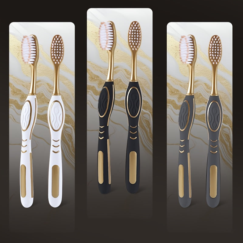 GLORYIN 6pcs Travel Set 6pcs Travel Set X 2 White Platinum Series Olive-shaped Anti-slip Handle Travel Essential Household, Adult, Couple, Soft Bristle Toothbrush.