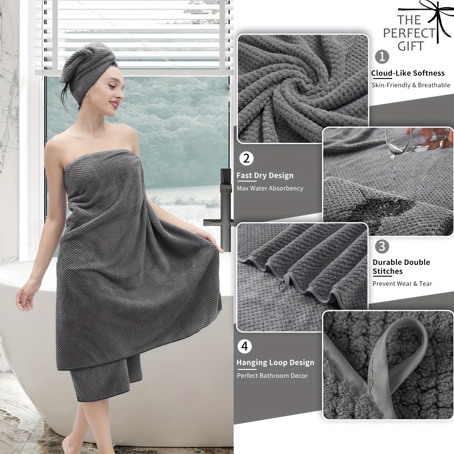 4pcs Extra Large Bath Towels Set 35 x 70 Inches, Oversized Bath Sheet Soft Highly Absorbent Quick Dry 750GSM for Bathroom Spa Gym Hotel