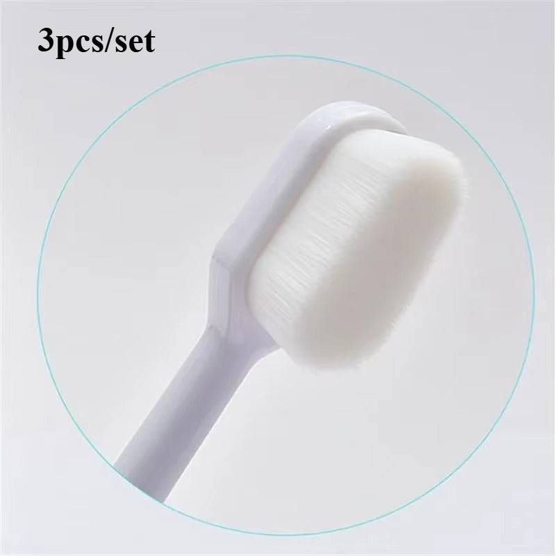 3pcs (3pcs Set) Ultra-Fine Soft Toothbrush with Million Nano Bristles - Dental Plaque Remover, Gentle for Sensitive Gums, Travel & Oral Care, Deep Cleaning Adult Teeth Brush Set (Nano Bristle Technology)