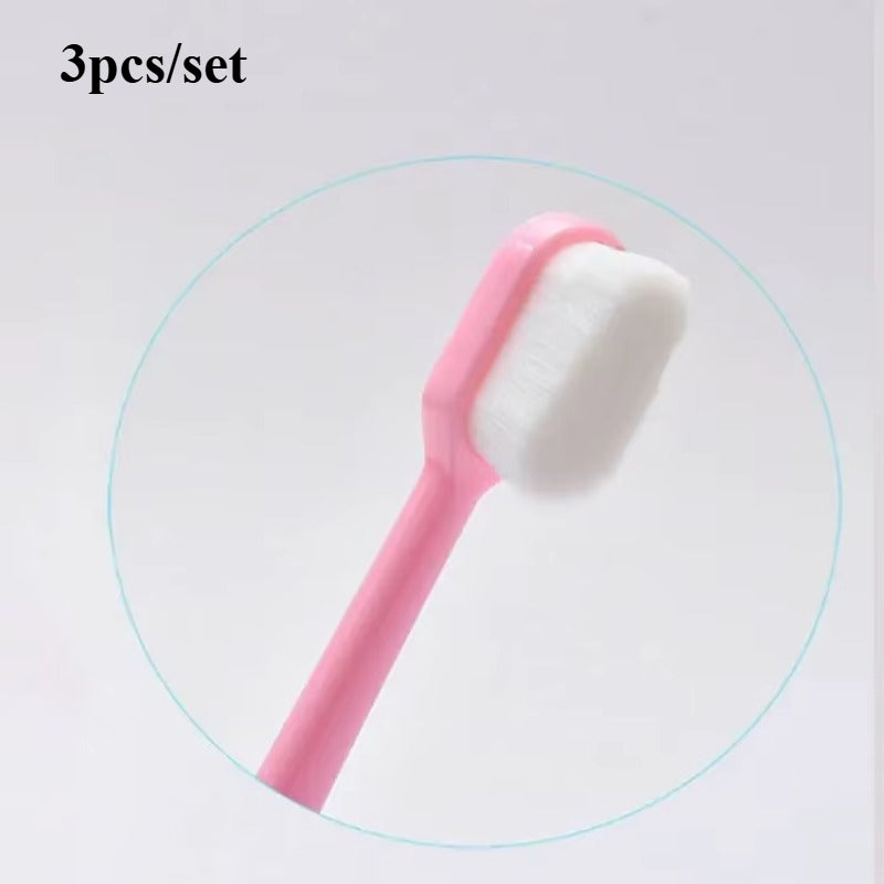 3pcs (3pcs Set) Ultra-Fine Soft Toothbrush with Million Nano Bristles - Dental Plaque Remover, Gentle for Sensitive Gums, Travel & Oral Care, Deep Cleaning Adult Teeth Brush Set (Nano Bristle Technology)