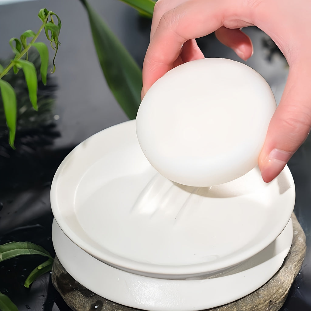 4pcs Modern Ceramic Bathroom Set with Drainable Soap Dispenser & Gargle Cups - Ceramic Bottles Suitable for Shower, Bathtub, Vanity - Elegant Bath Decor Gift Set