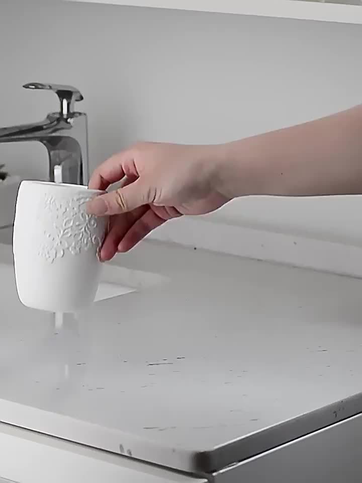 Embossed 4pcs Ceramic Bathroom Set In Gloss WhiteIncludes: 13.5oz Soap Dispenser, Dual Toothbrush Holders, Soap Dish & 2 Glass TumblersSleek & Hygienic Home Decor Accessories (Gift Hamper)Perfect for Gifting: Housewarming & Christmas Present Ready