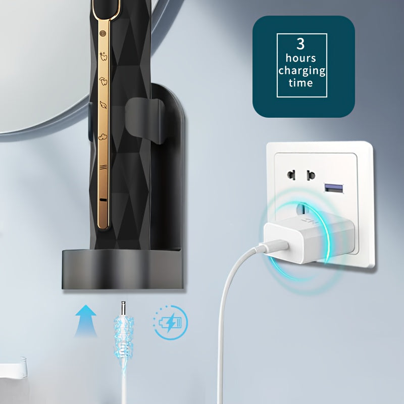 IPX8 Acoustic Electric Toothbrush USB Rechargeable Couple Rechargeable Metal Shaft Adult for Man And Woman Rechargeable Toothbrush Intelligent Timer 10 Replaceable Toothbrush Heads 5 Colors A Toothbrush Base A Portable Case