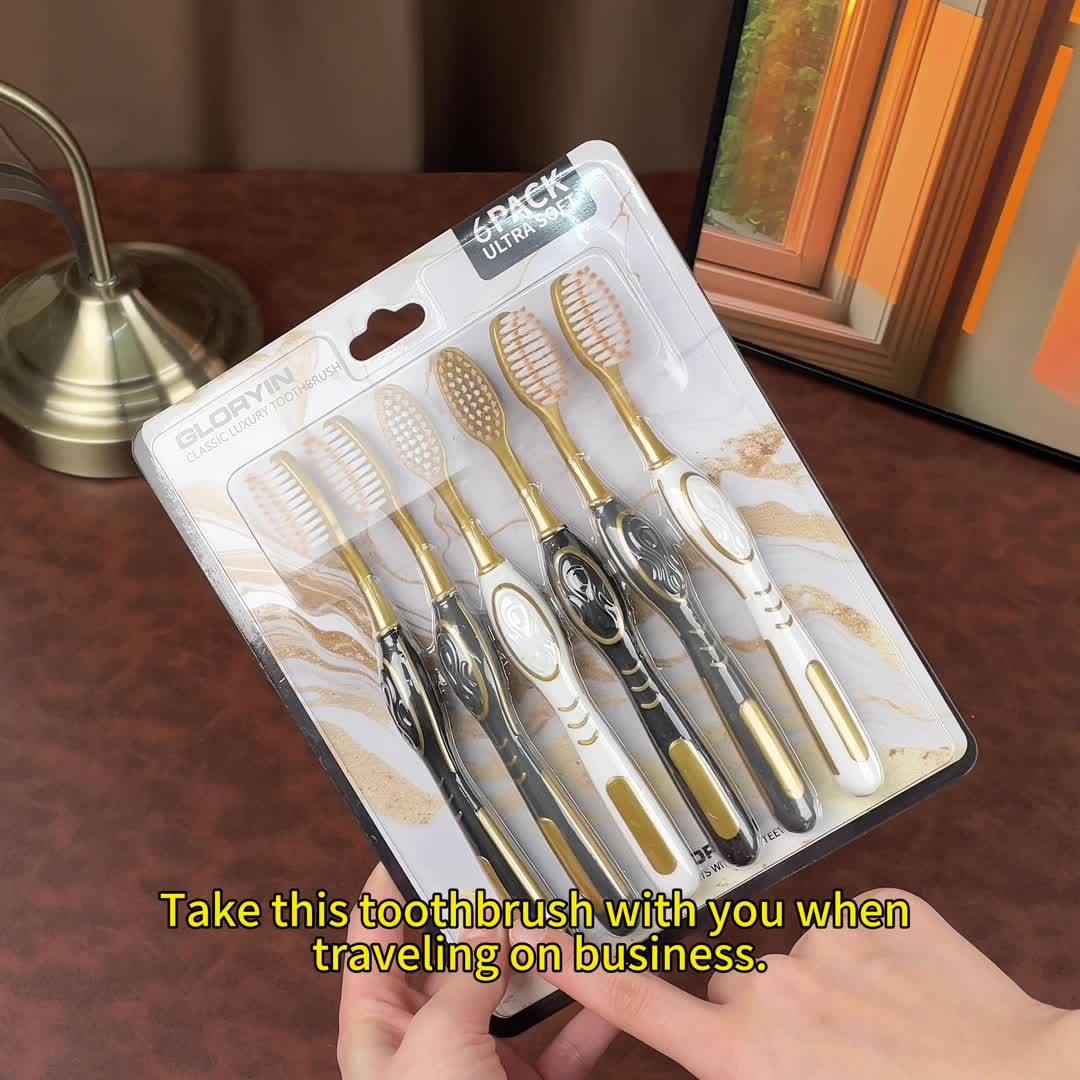 GLORYIN 6pcs Travel Set 6pcs Travel Set X 2 White Platinum Series Olive-shaped Anti-slip Handle Travel Essential Household, Adult, Couple, Soft Bristle Toothbrush.
