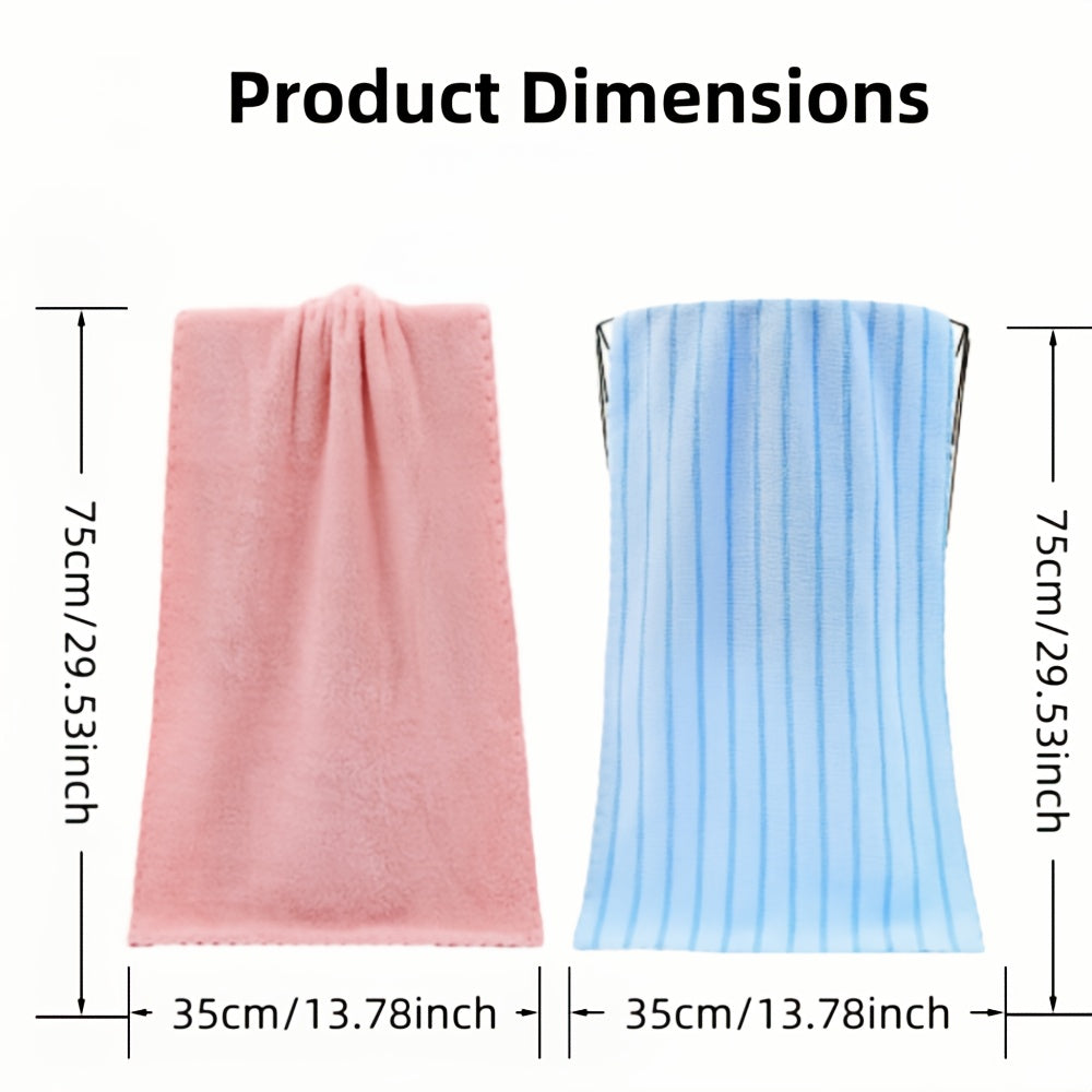 5-Pack Ultra-Soft Coral Fleece Towels Suitable for - Thickened Absorbent Bath & Face Towels with Color-Coded Strips (5 Colors), Rectangular for, Spa, & Sensitive Skin