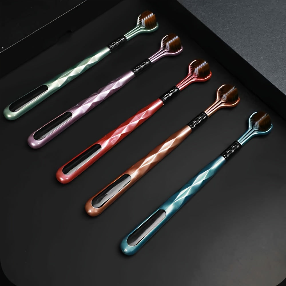 5pcs V-Shaped Three-Sided Manual Toothbrushes for Adults | Soft Nylon Bristles, Full Head Coverage, Unscented, Deep Cleaning for Gum Health, Formaldehyde-Free, Unisex