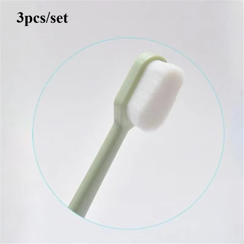 3pcs (3pcs Set) Ultra-Fine Soft Toothbrush with Million Nano Bristles - Dental Plaque Remover, Gentle for Sensitive Gums, Travel & Oral Care, Deep Cleaning Adult Teeth Brush Set (Nano Bristle Technology)
