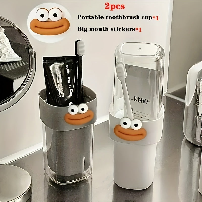 Portable Travel Toothbrush Set with Toothpaste Box, Mouthwash Cup & Storage Case - Compact Multifunctional Plastic Care Kit for -the, Hygienic -in- Oral Hygiene Solution for Couples, Business Trips & Home Use - Ideal