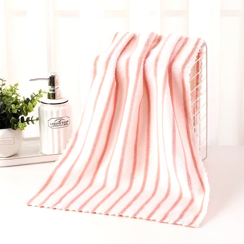 5-Pack Ultra-Soft Coral Fleece Towels Suitable for - Thickened Absorbent Bath & Face Towels with Color-Coded Strips (5 Colors), Rectangular for, Spa, & Sensitive Skin