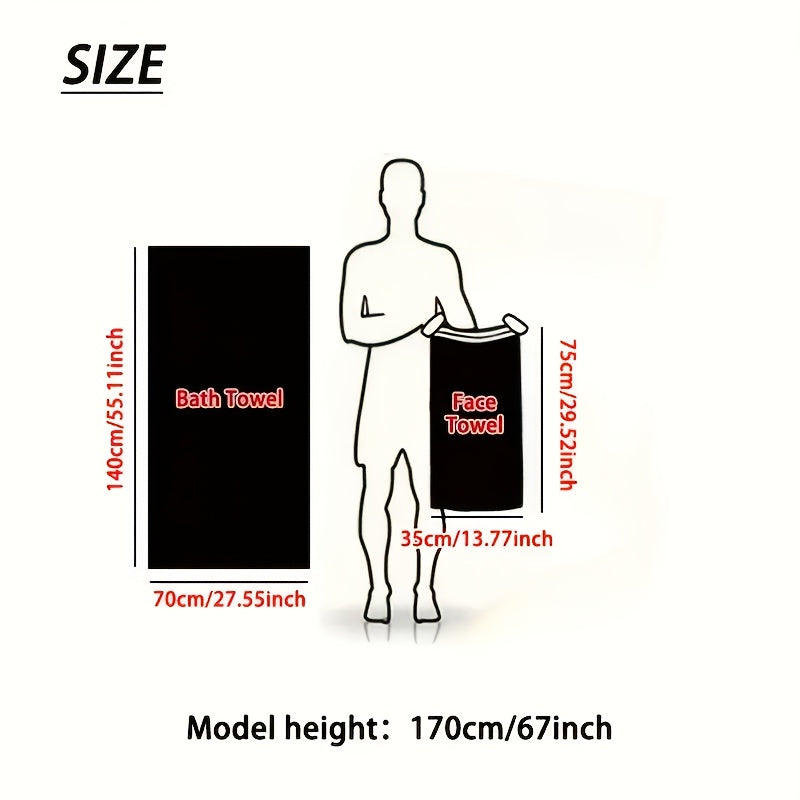 Set of 2 Striped Towels, Including a Beach Towel, a Soft Hand Towel, And a , Designed for Quick Drying And High Absorbency, Available in 5 Colors for Bathroom Use