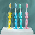 Four Cartoon Bear And Rabbit Toothbrushes, Featuring Soft Bristles And a Portable Design, with a Cute Small in Four Macaron Colors
