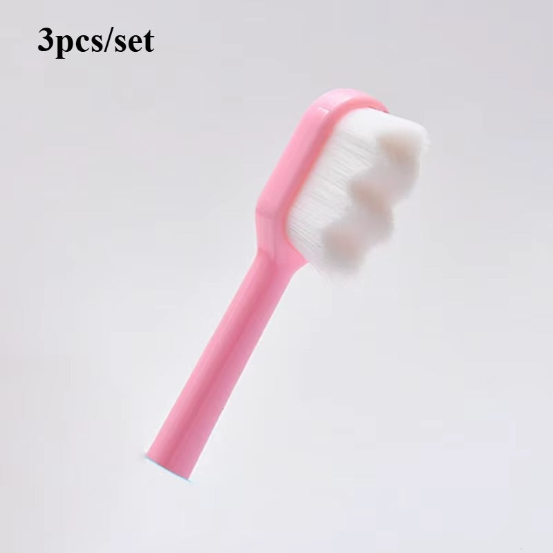 3pcs (3pcs Set) Ultra-Fine Soft Toothbrush with Million Nano Bristles - Dental Plaque Remover, Gentle for Sensitive Gums, Travel & Oral Care, Deep Cleaning Adult Teeth Brush Set (Nano Bristle Technology)