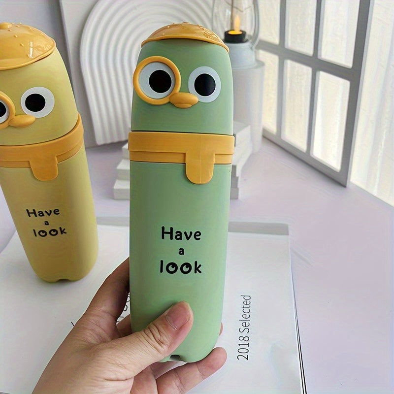 1-Pack Portable Toothbrush & Travel Essentials Organizer Case with Cute Owl Design - Durable Plastic Mint Green & Yellow Hygienic Storage Box for Toothpaste, Mouthwash Cup - Travel-Friendly Personal Care Accessory, Toothbrush Holder