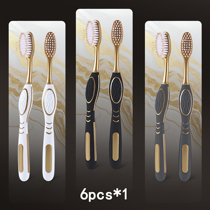 GLORYIN 6pcs Travel Set 6pcs Travel Set X 2 White Platinum Series Olive-shaped Anti-slip Handle Travel Essential Household, Adult, Couple, Soft Bristle Toothbrush.