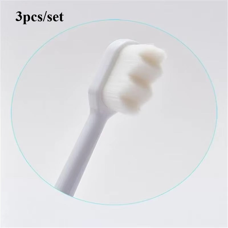 3pcs (3pcs Set) Ultra-Fine Soft Toothbrush with Million Nano Bristles - Dental Plaque Remover, Gentle for Sensitive Gums, Travel & Oral Care, Deep Cleaning Adult Teeth Brush Set (Nano Bristle Technology)