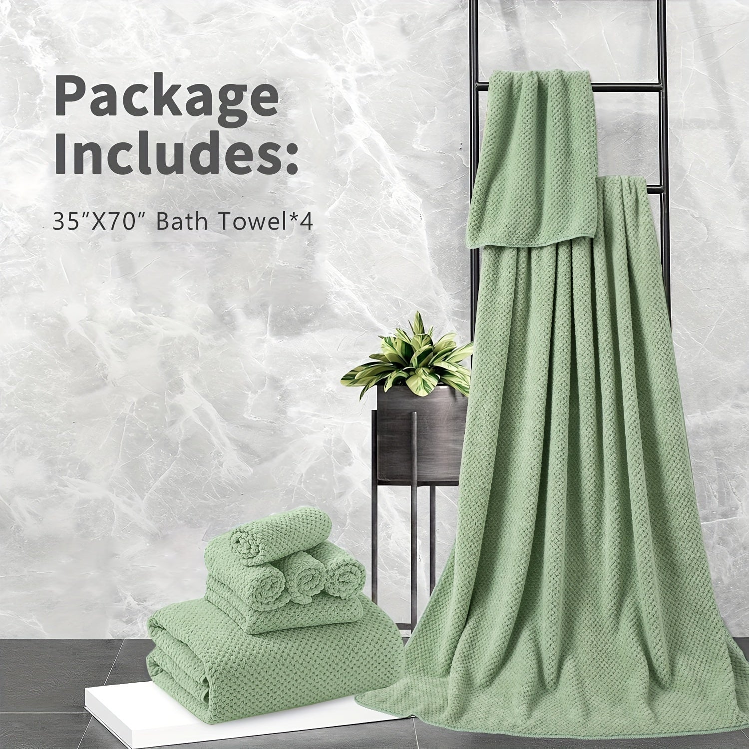 4pcs Extra Large Bath Towels Set 35 x 70 Inches, Oversized Bath Sheet Soft Highly Absorbent Quick Dry 750GSM for Bathroom Spa Gym Hotel