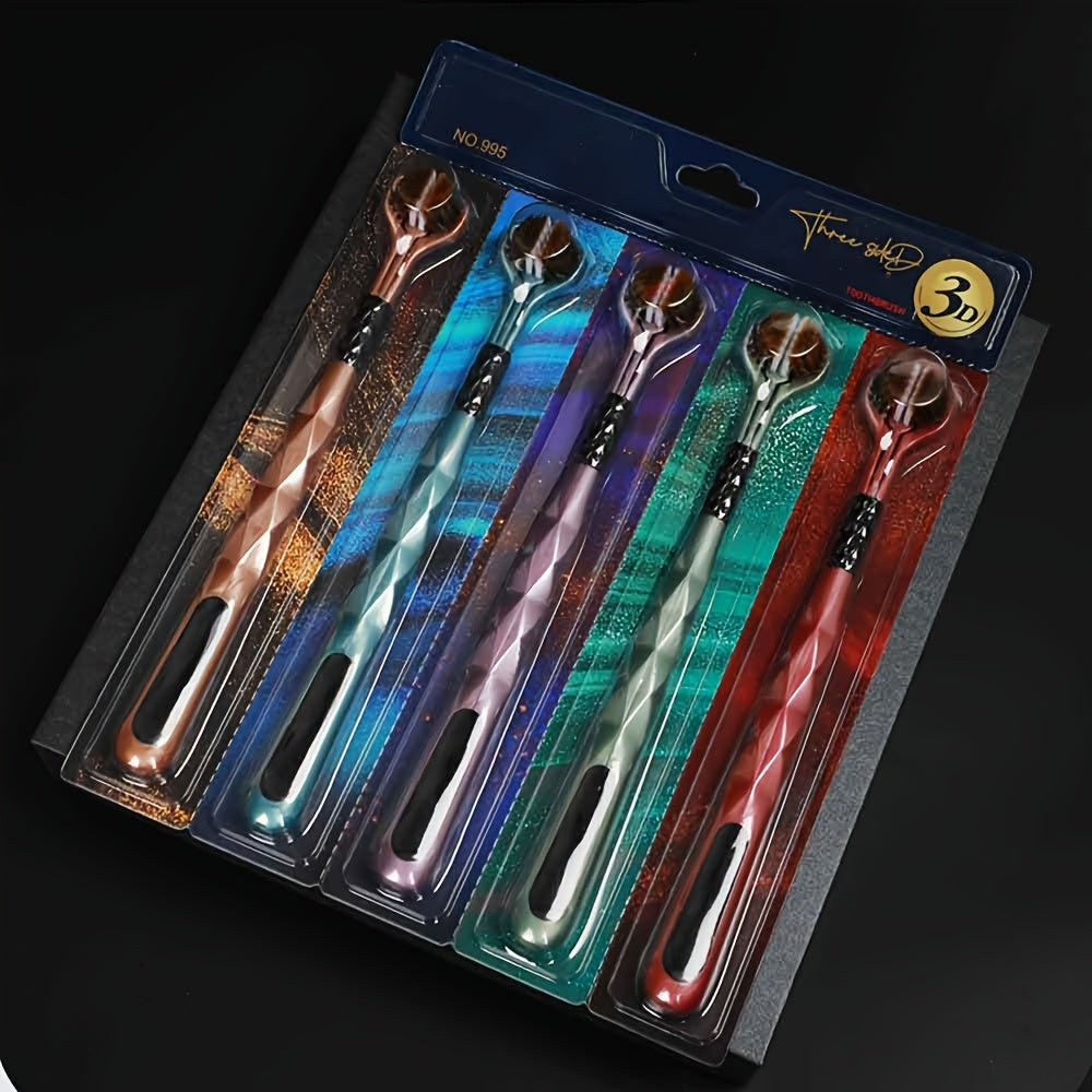 5pcs V-Shaped Three-Sided Manual Toothbrushes for Adults | Soft Nylon Bristles, Full Head Coverage, Unscented, Deep Cleaning for Gum Health, Formaldehyde-Free, Unisex