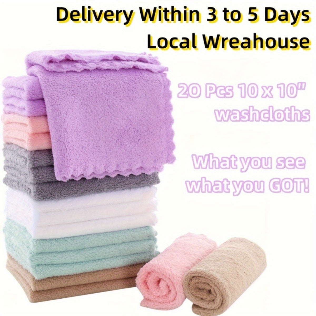 20pcs of Solid Color And Striped Washcloths That Are Soft, Absorbent, And Quick-Drying. These Small Square Towels Are Ideal for Family Bathrooms, Face Care, Gym, Spa, And Travel. Essential Bathroom Items for Everyday Use, Suitable for Everyone.