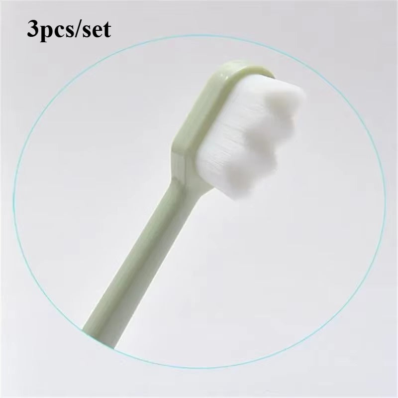 3pcs (3pcs Set) Ultra-Fine Soft Toothbrush with Million Nano Bristles - Dental Plaque Remover, Gentle for Sensitive Gums, Travel & Oral Care, Deep Cleaning Adult Teeth Brush Set (Nano Bristle Technology)