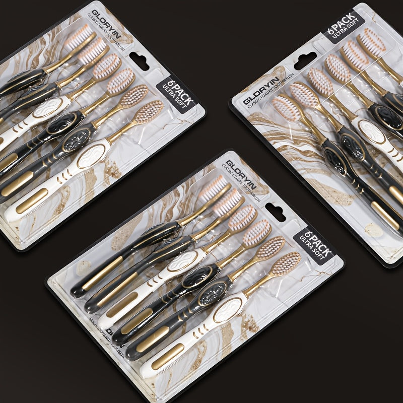 GLORYIN 6pcs Travel Set 6pcs Travel Set X 2 White Platinum Series Olive-shaped Anti-slip Handle Travel Essential Household, Adult, Couple, Soft Bristle Toothbrush.